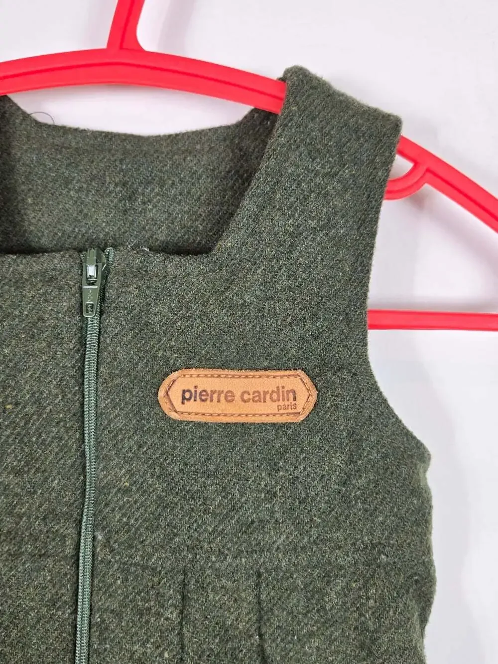 Vintage Pierre Cardin Baby Wool Romper 6M Green Zip One Piece Quiet Luxury